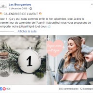 Les Bourgeoises : publication Facebook calendrier