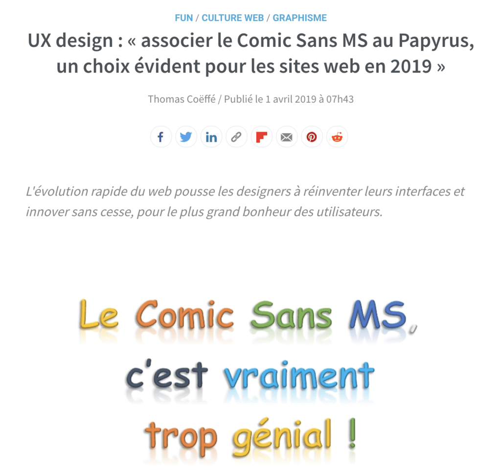 Poisson d'avril - Comic sans MS et Papyrus