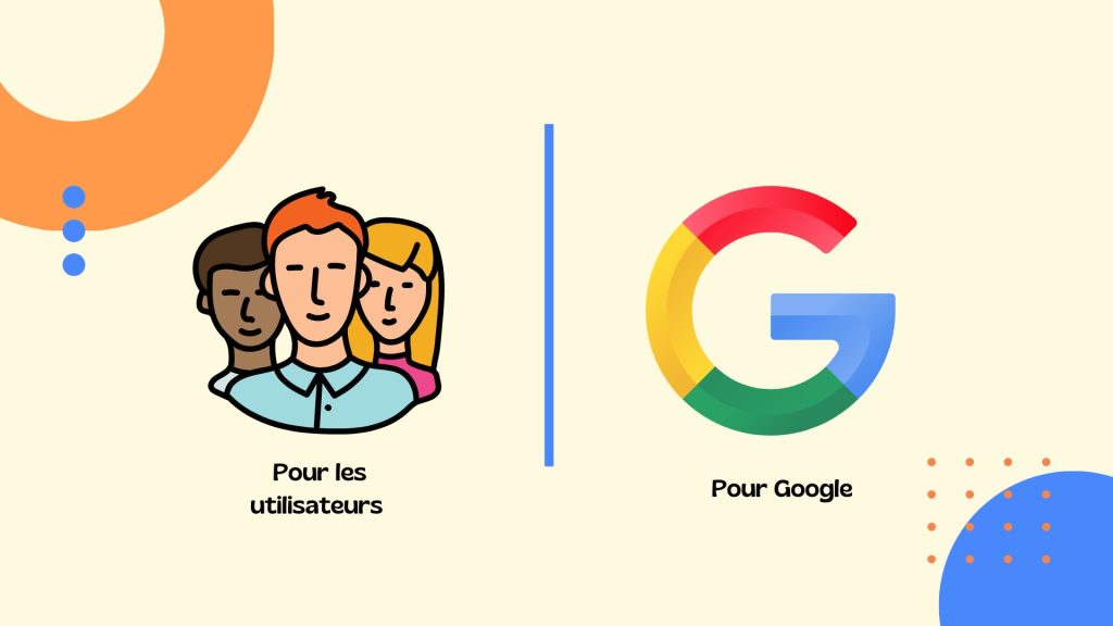Illustration montrant des utilisateurs d'un côté et Google de l'autre
